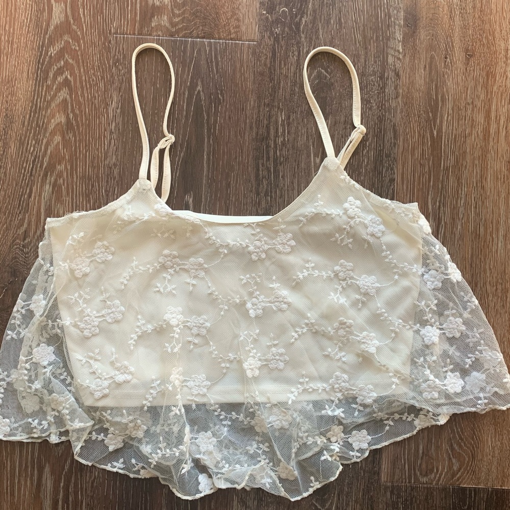 DONATED Floral Lace Crop Top Sz S American Rag